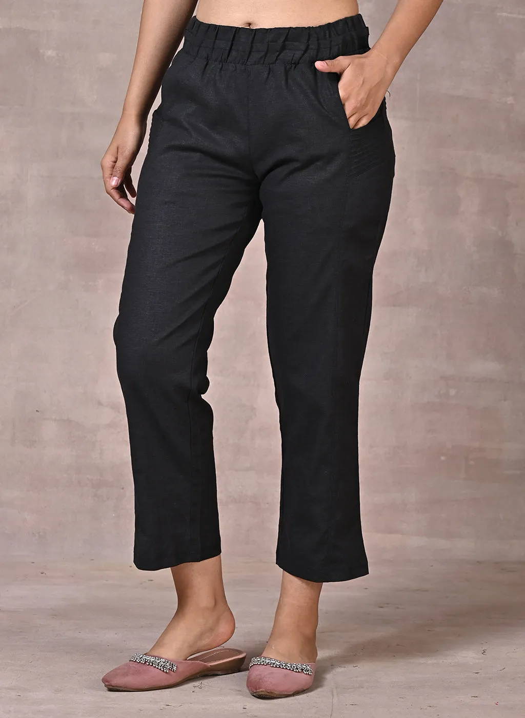 Ayeza Black Green Classic Fit Pants for Women