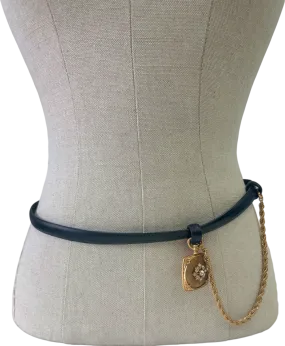 Black Belt with Gold Chain and Locket Pendant UK Medium