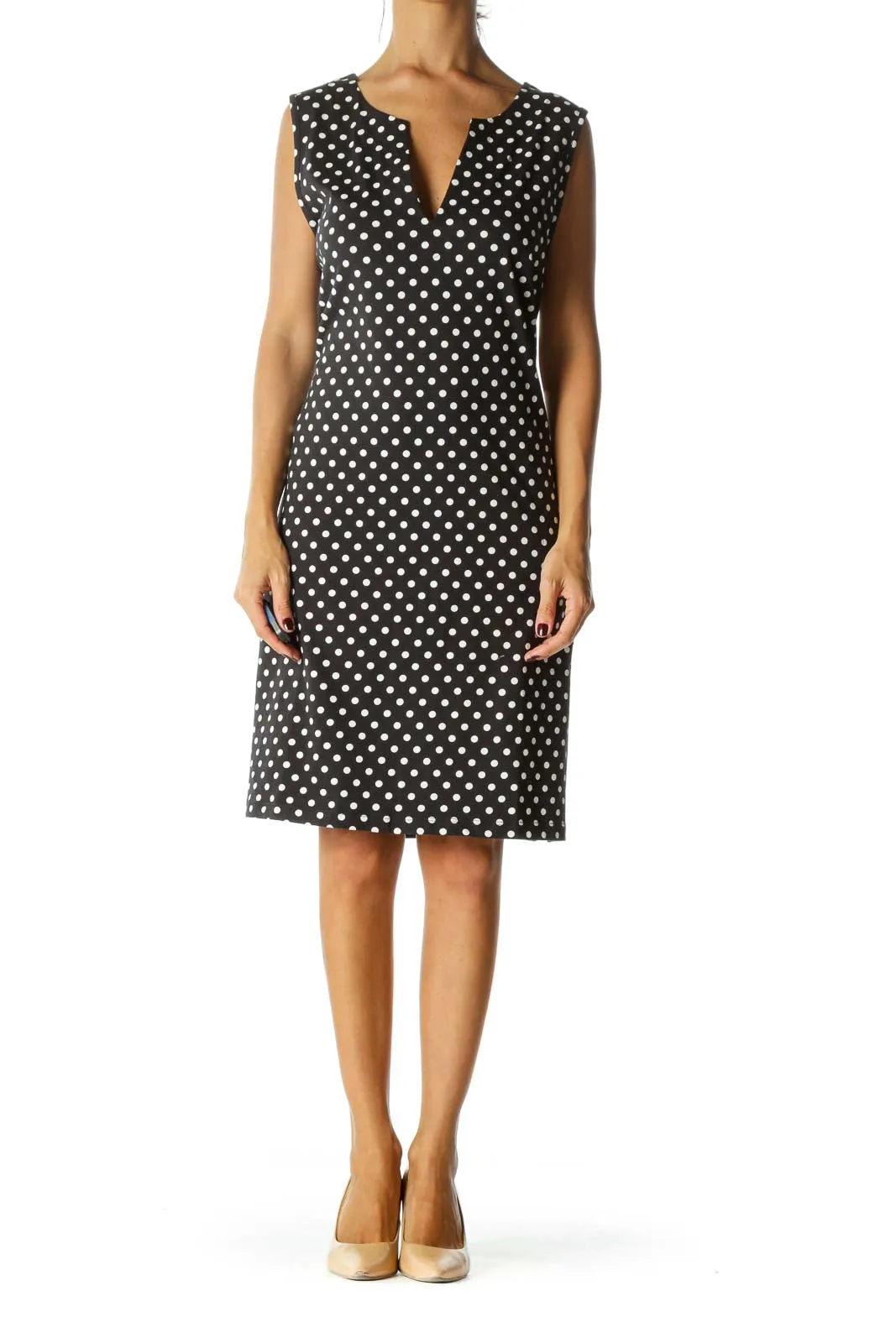 Black White Cotton Polka Dot Slip Dress