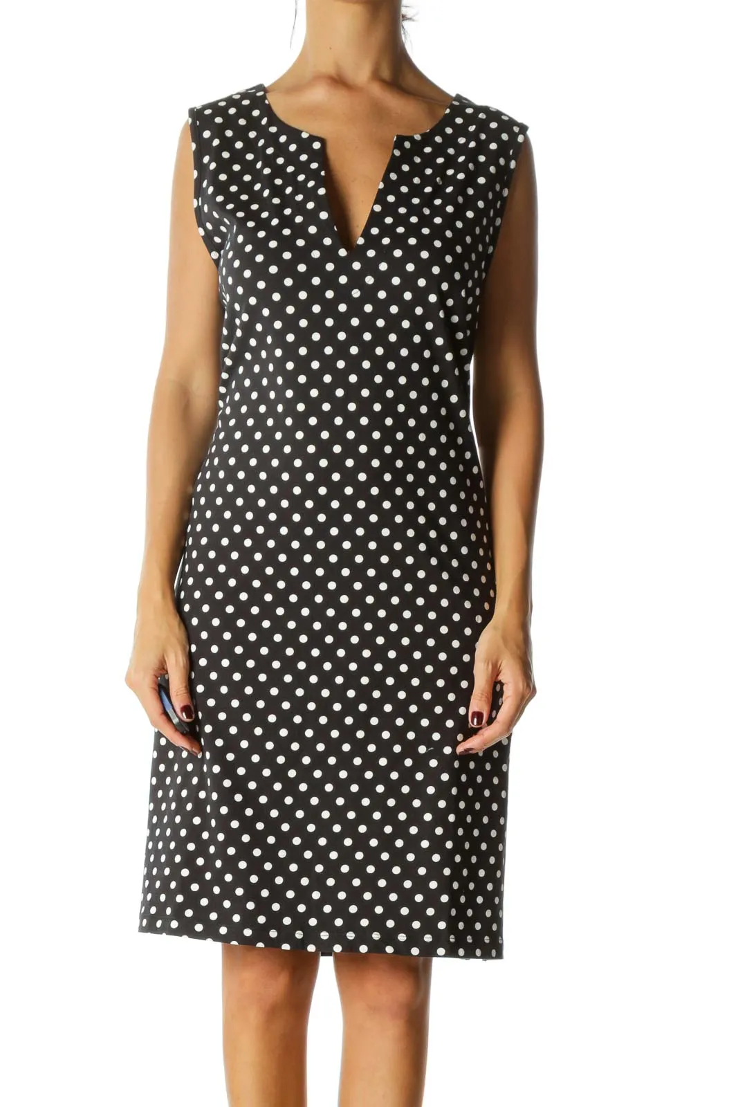 Black White Cotton Polka Dot Slip Dress