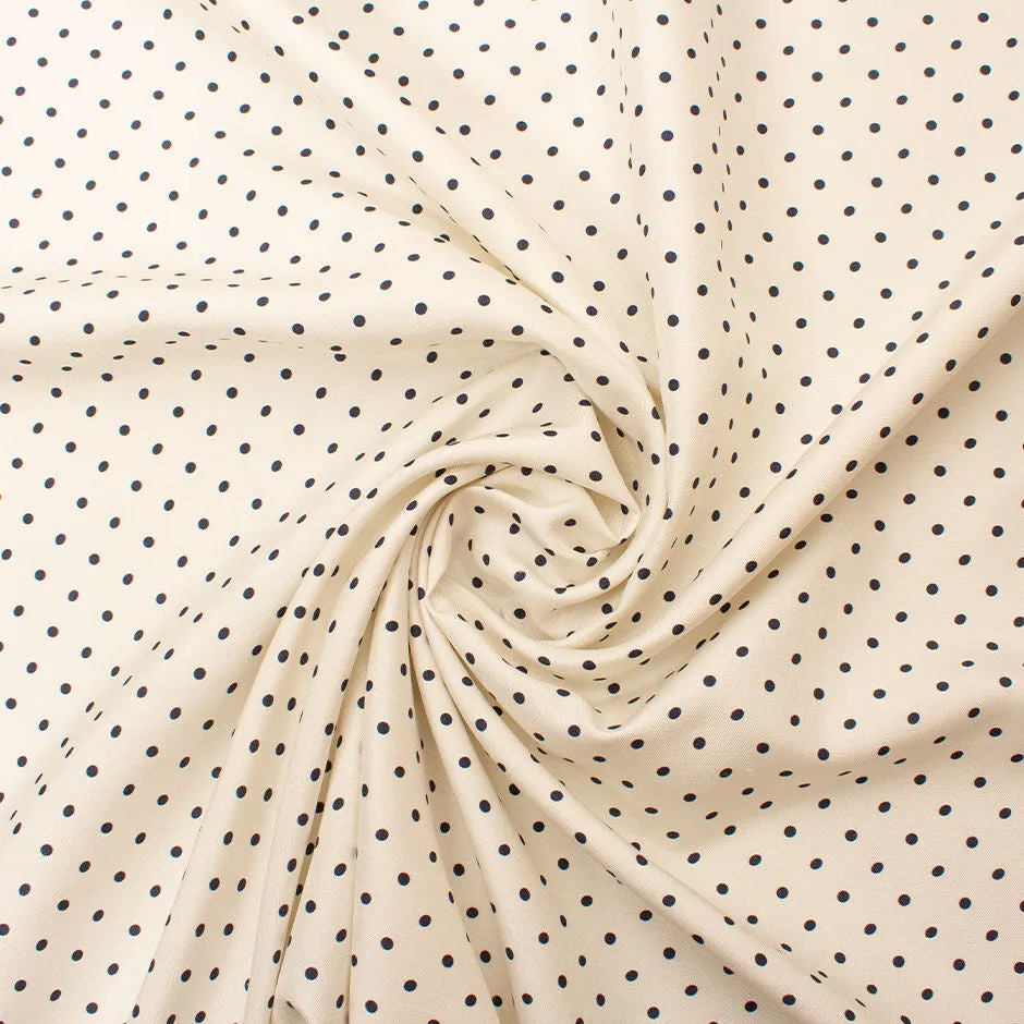 Blue Spotted Ivory Silk Shantung (A 2.15m Piece)