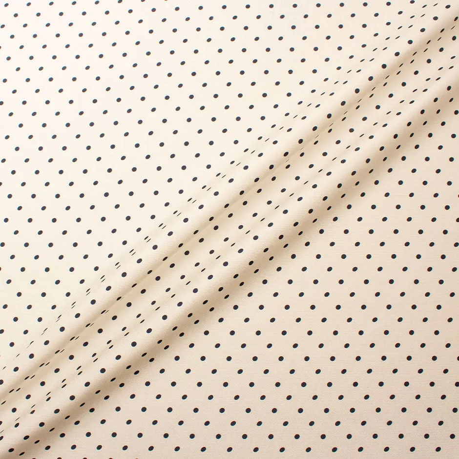 Blue Spotted Ivory Silk Shantung (A 2.15m Piece)