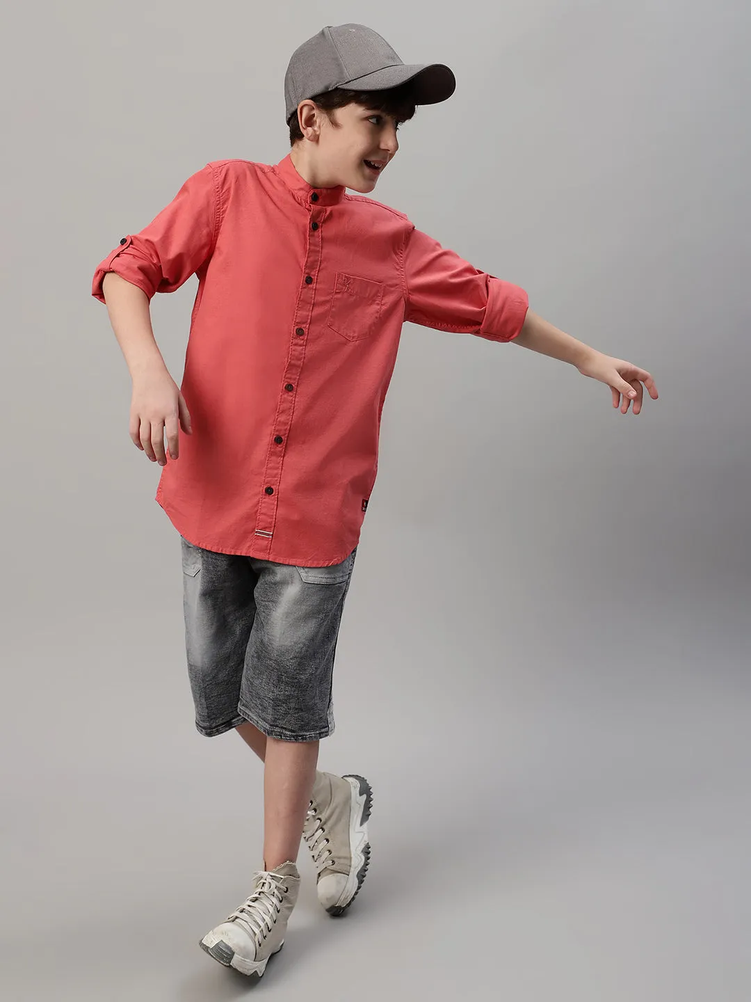 Boy's Red Solid Full Sleeve Shirt