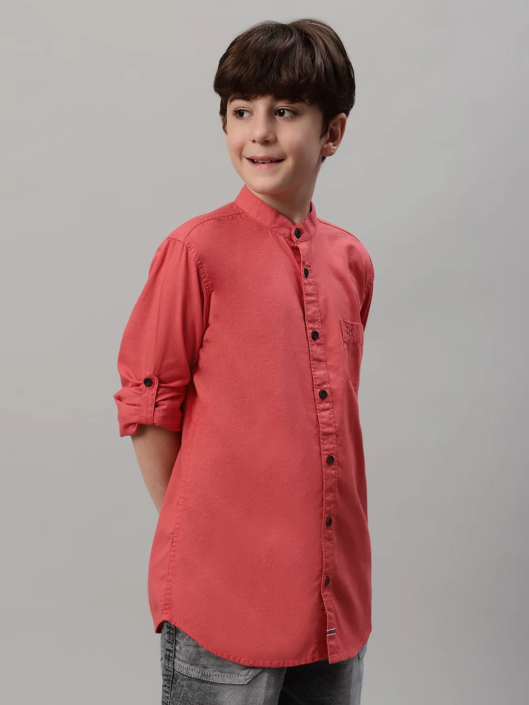 Boy's Red Solid Full Sleeve Shirt