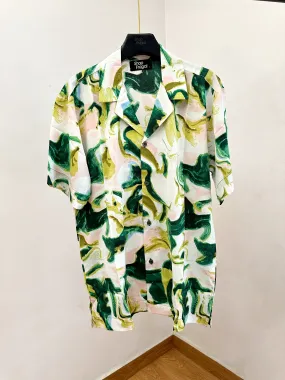 Charis Relaxed Abstract Print Cuban Shirt