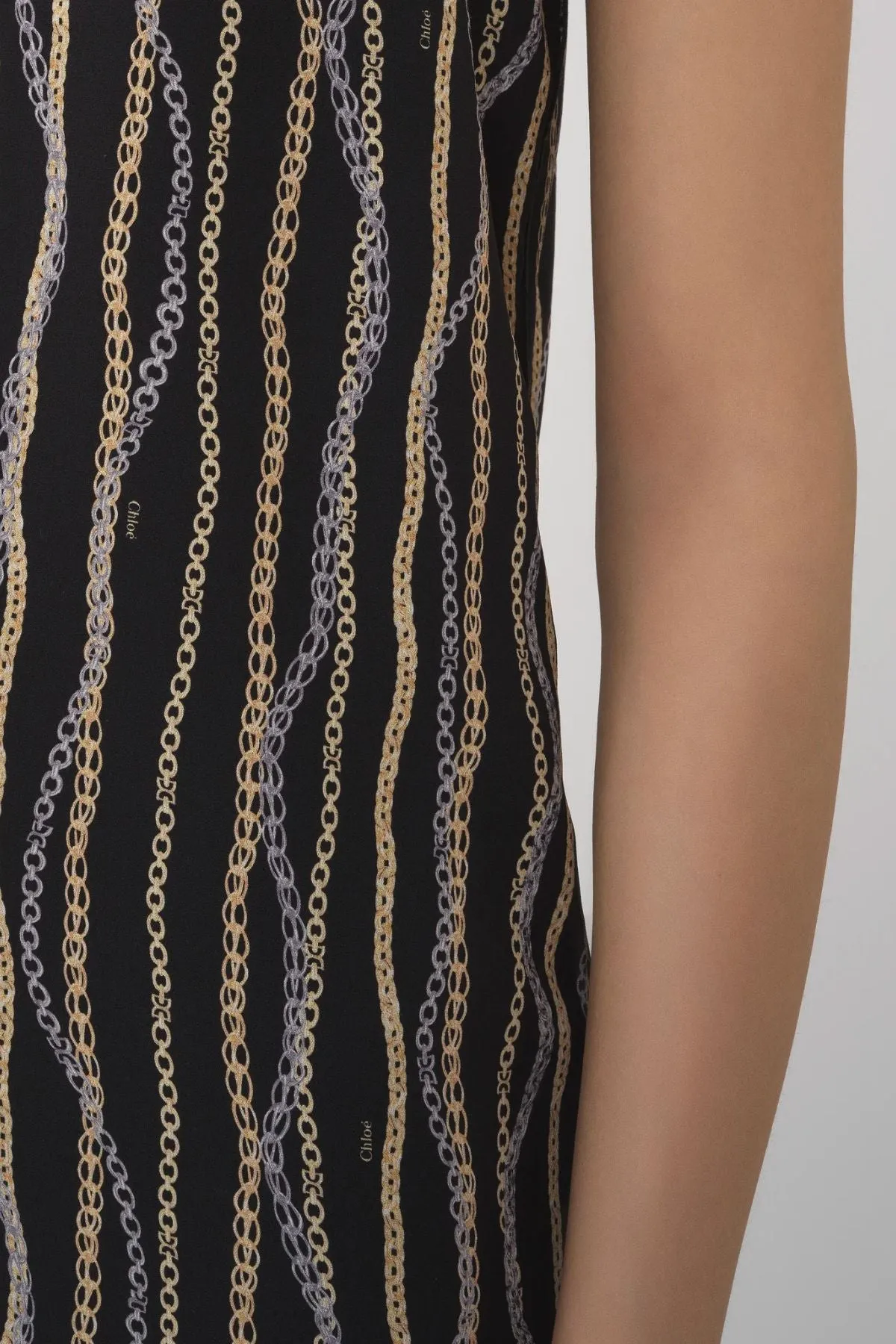 Chloé Chain Print Silk Tank Top - Black