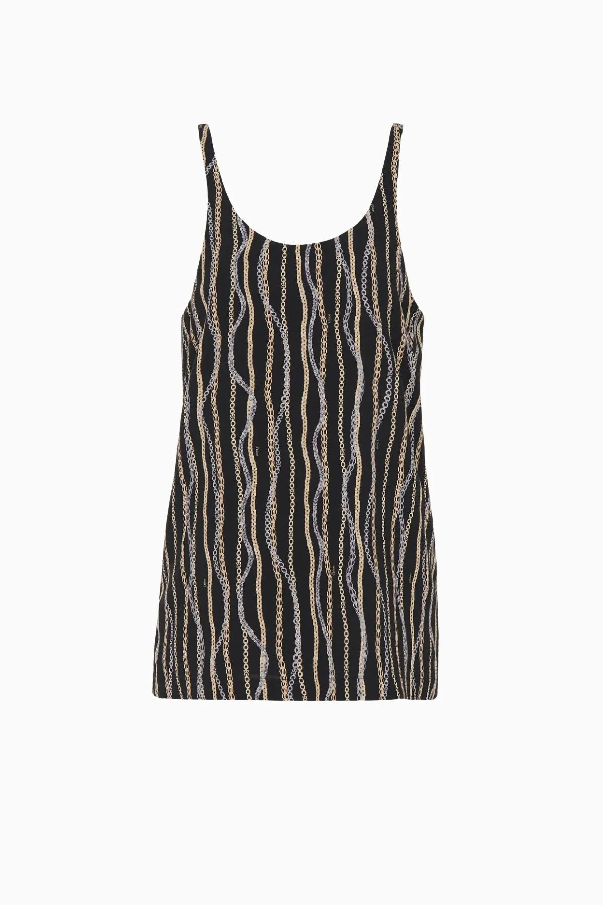 Chloé Chain Print Silk Tank Top - Black