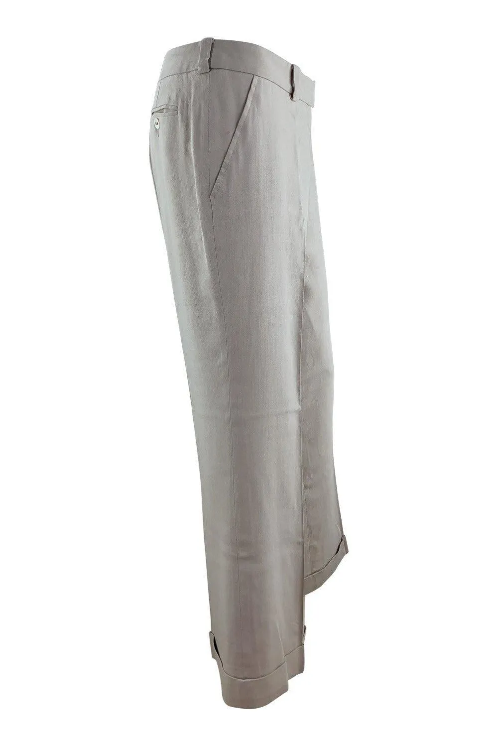 CHRISTIAN DIOR Cream Bootcut Women's Silk Crease Front Trousers (UK 14)