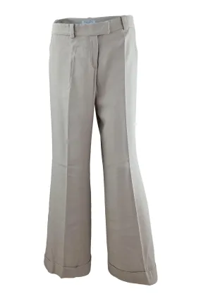 CHRISTIAN DIOR Cream Bootcut Women's Silk Crease Front Trousers (UK 14)