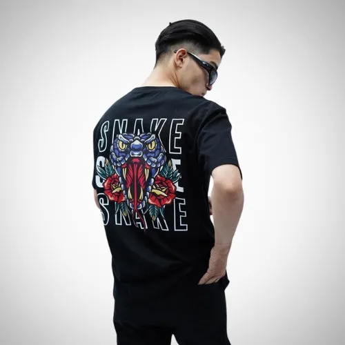 Demon Wear's Snake "Fear" Graphic Puff T-Shirt Combo Pack of 2 for Him"