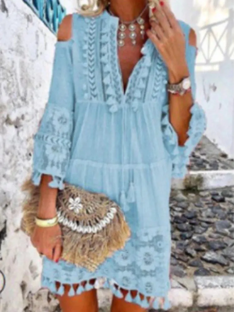 DressBetty - 2024 New Spring Embroidery Crochet Lace Boho Dress