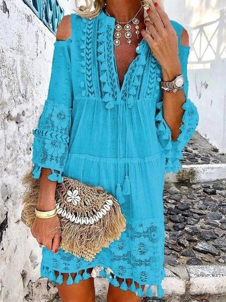 DressBetty - 2024 New Spring Embroidery Crochet Lace Boho Dress