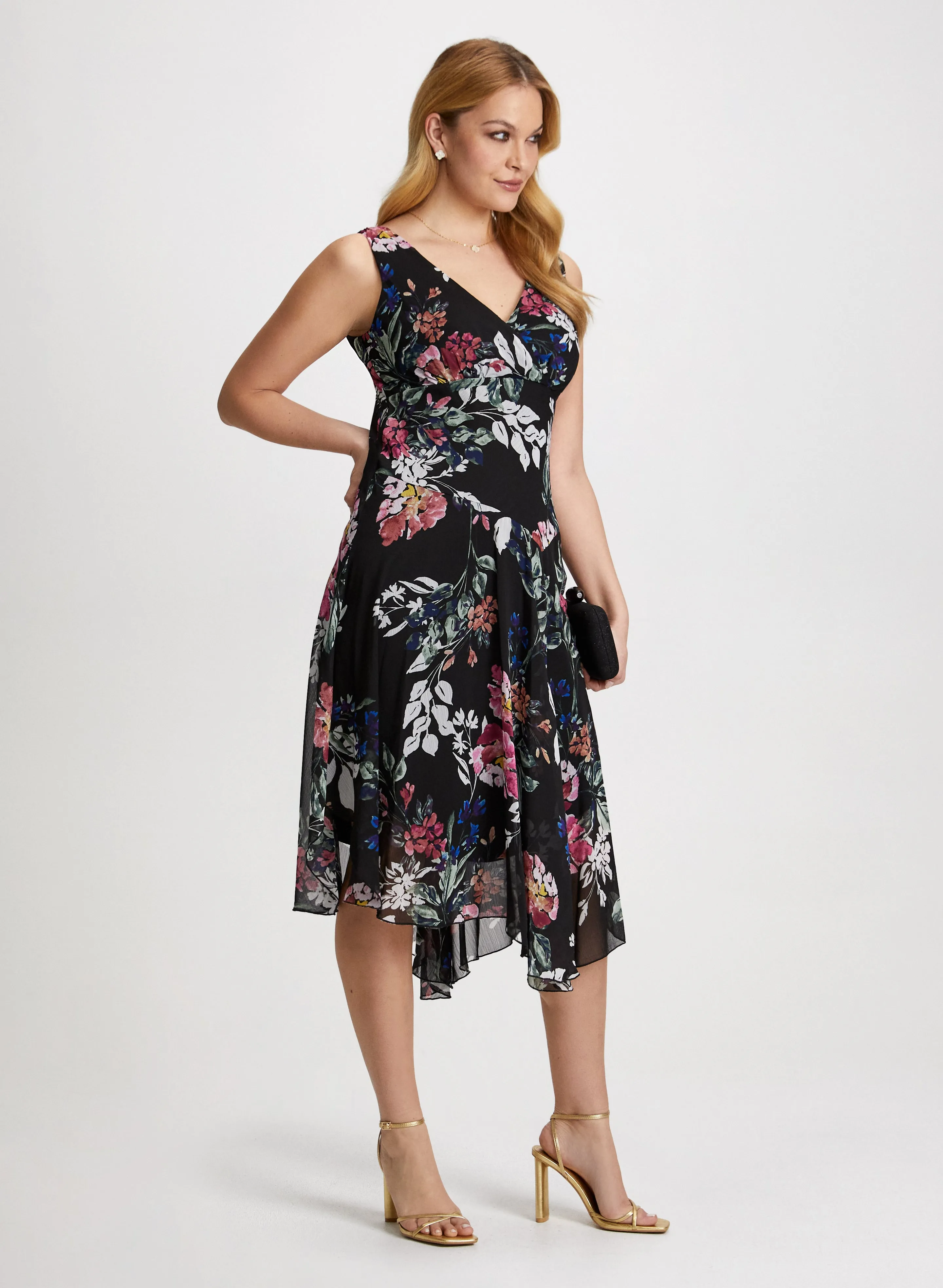 Floral Asymmetric Hem Dress