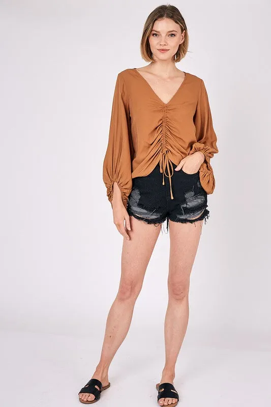 Front Tie Shirring Top -  Online Exclusive