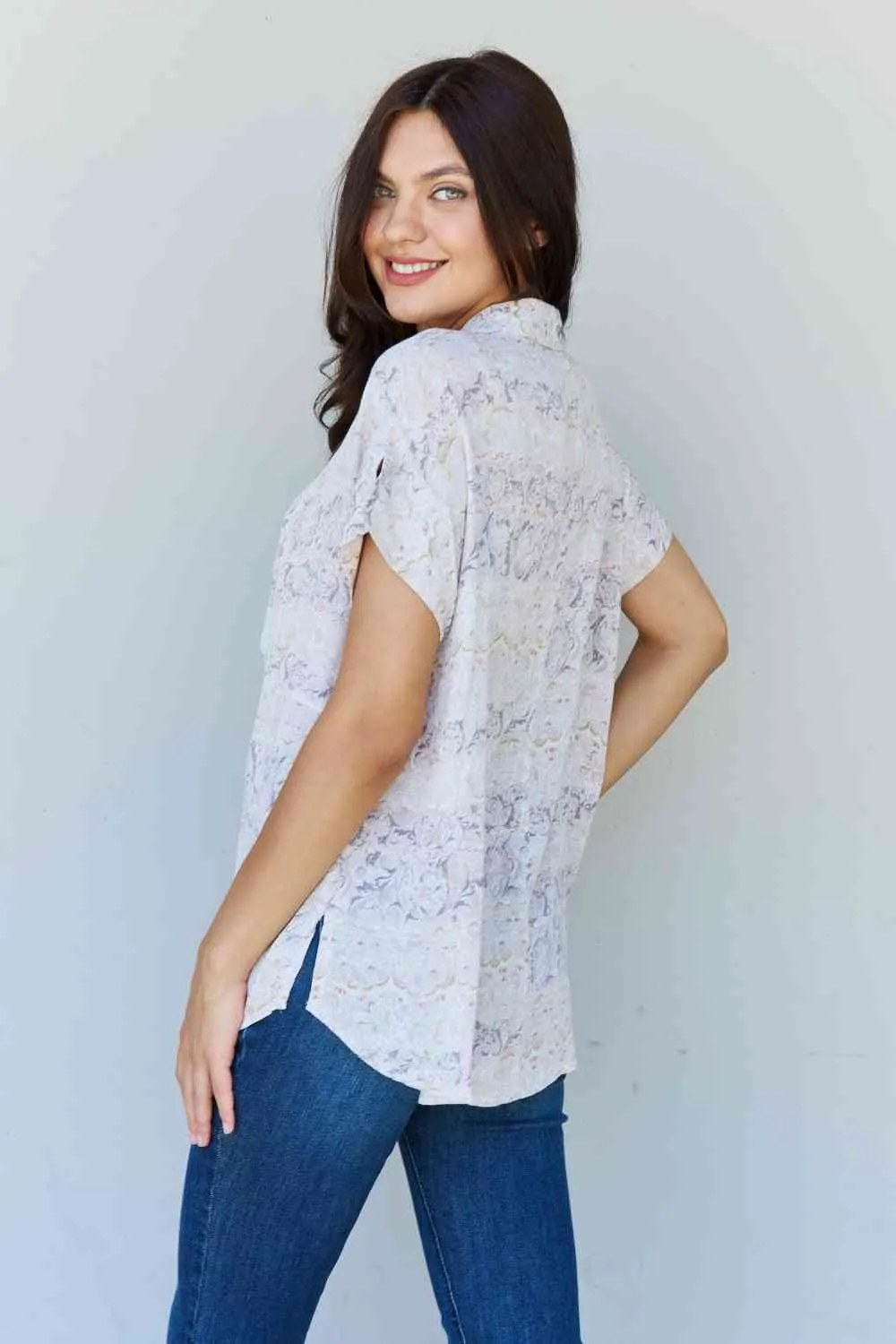 Full Size Floral Paisley Print Twist Tunic Top