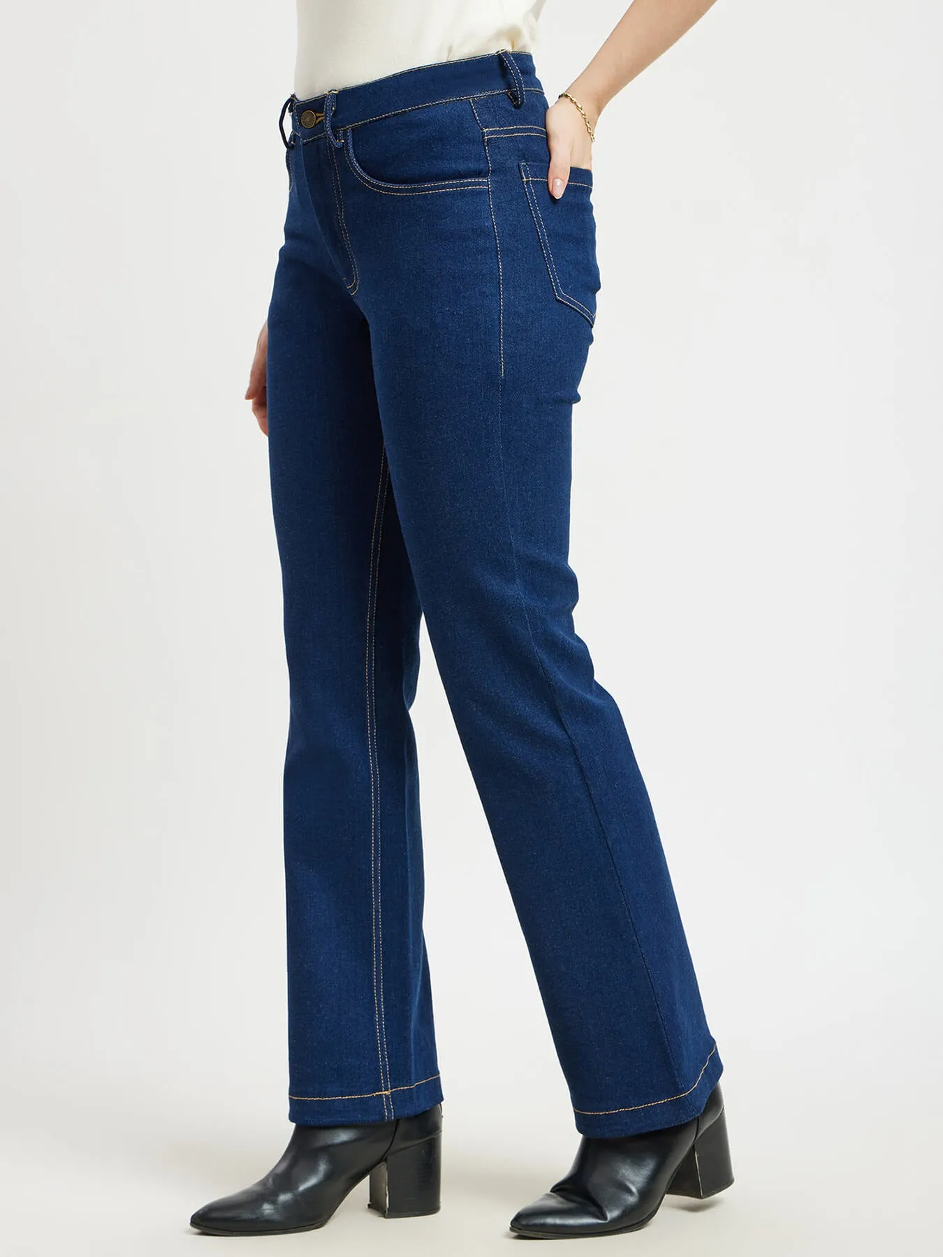 High Rise Bootcut Jeans - Navy Blue