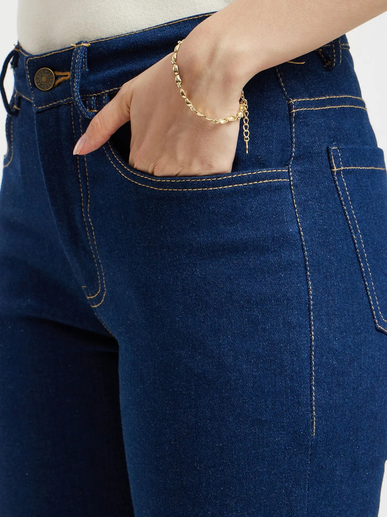 High Rise Bootcut Jeans - Navy Blue