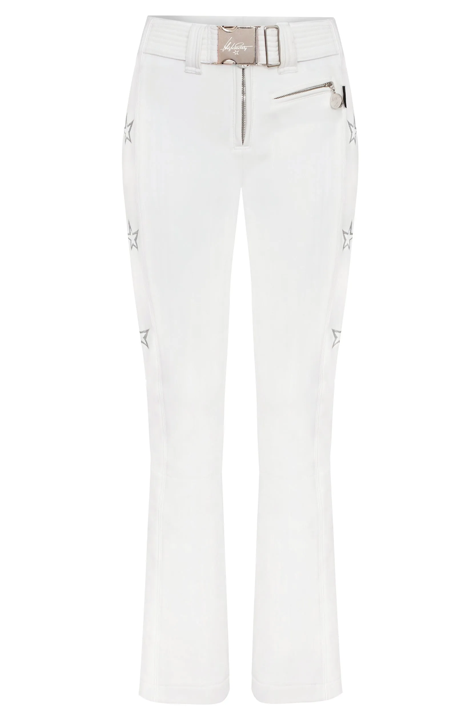 High Society Lani Softshell Ski Pant in White with Silver