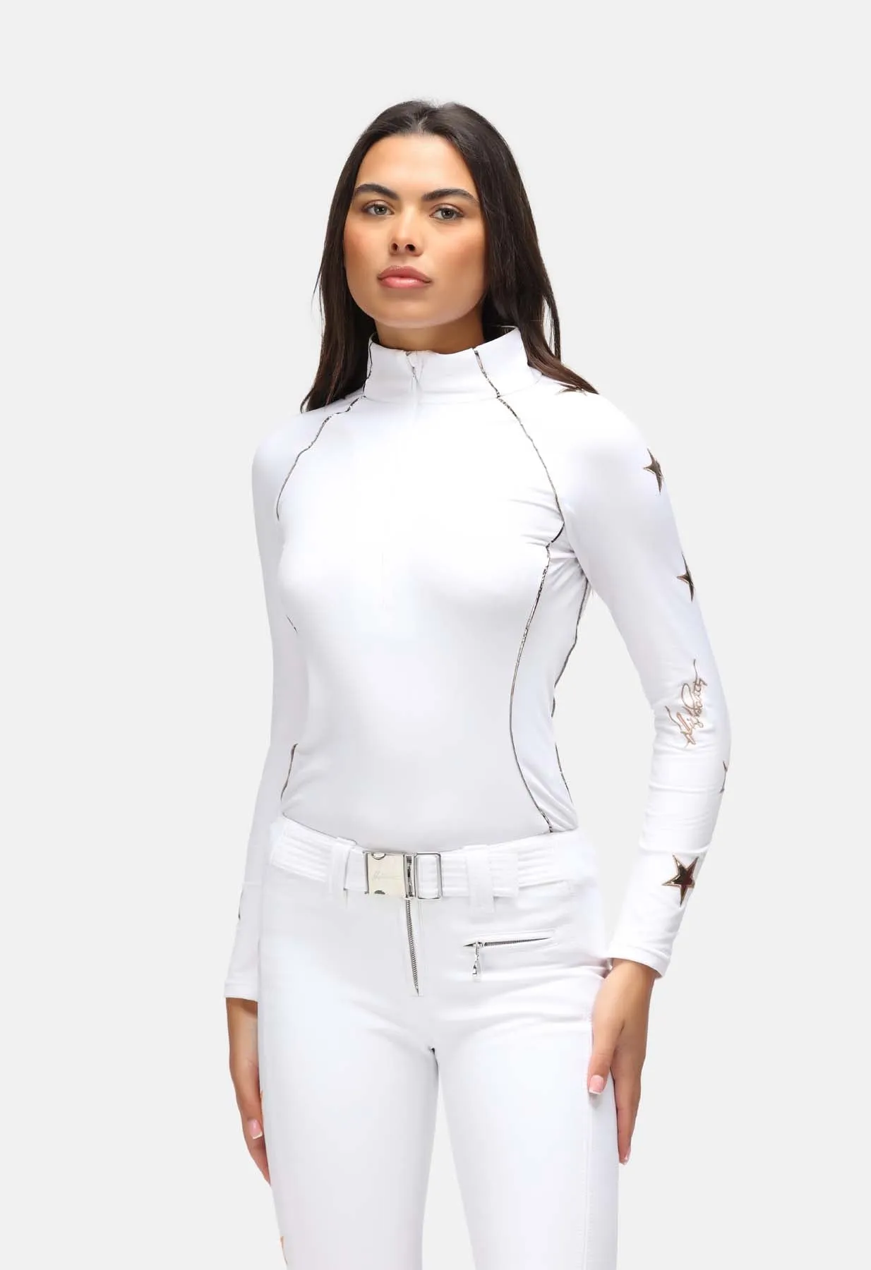 High Society Lani Softshell Ski Pant in White with Silver