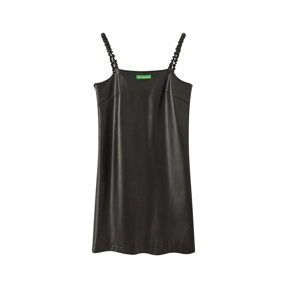 Just Let Me Know Leather Slip Dress