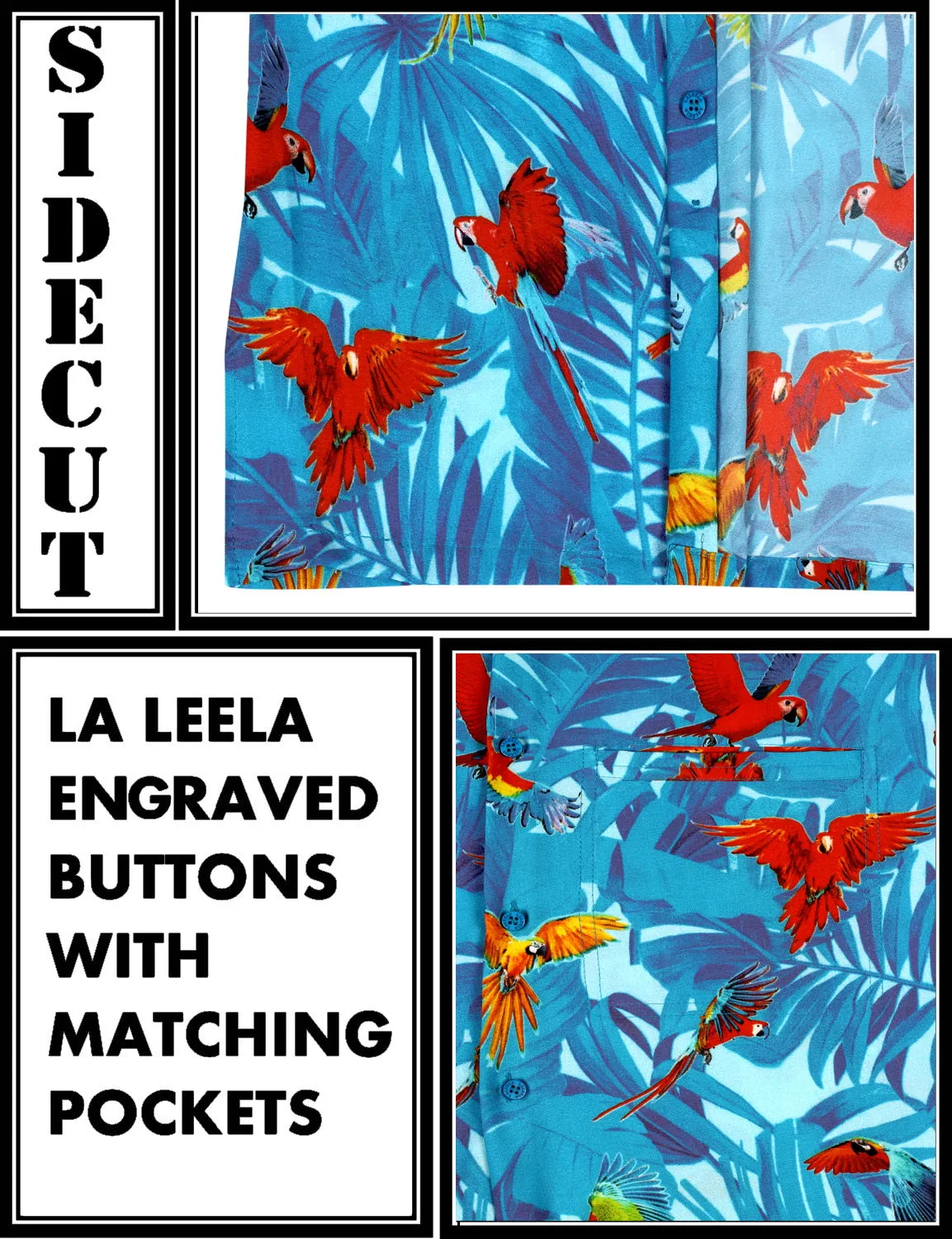 LA LEELA Shirt Casual Button Down Short Sleeve Beach Shirt Men Aloha Pocket shirt Blue_W601