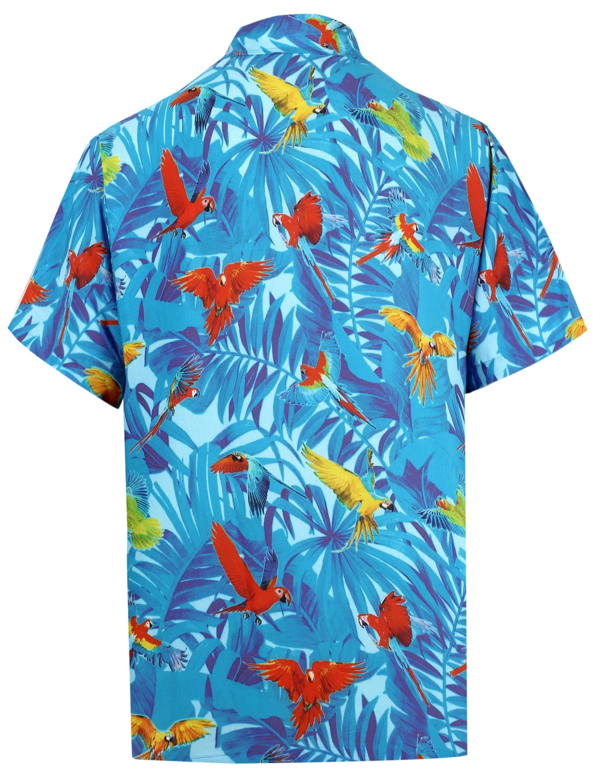 LA LEELA Shirt Casual Button Down Short Sleeve Beach Shirt Men Aloha Pocket shirt Blue_W601