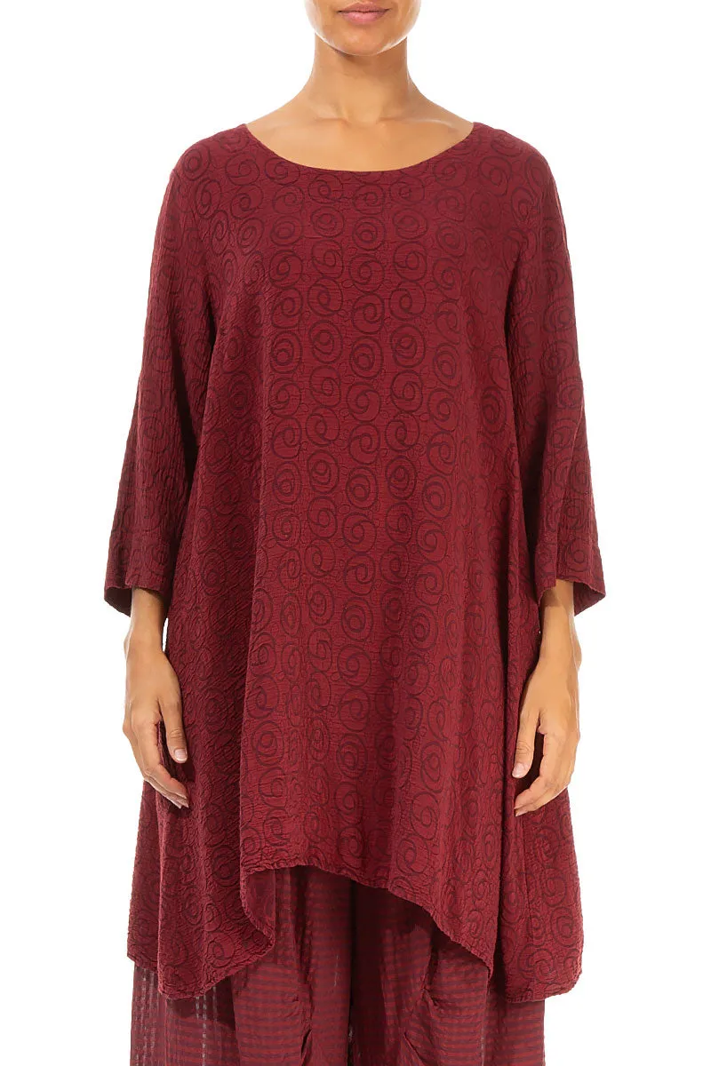 Loose Dark Red Silk Cotton Tunic