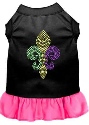 Mardi Gras Fleur De Lis Rhinestone Dress Black With Bright Pink Sm (10)