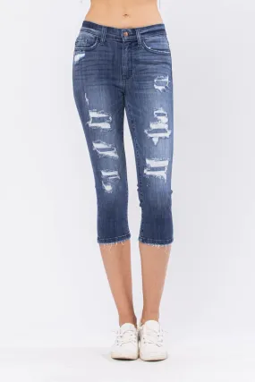 MID RISE CAPRI CONTRAST PATCH SKINNY