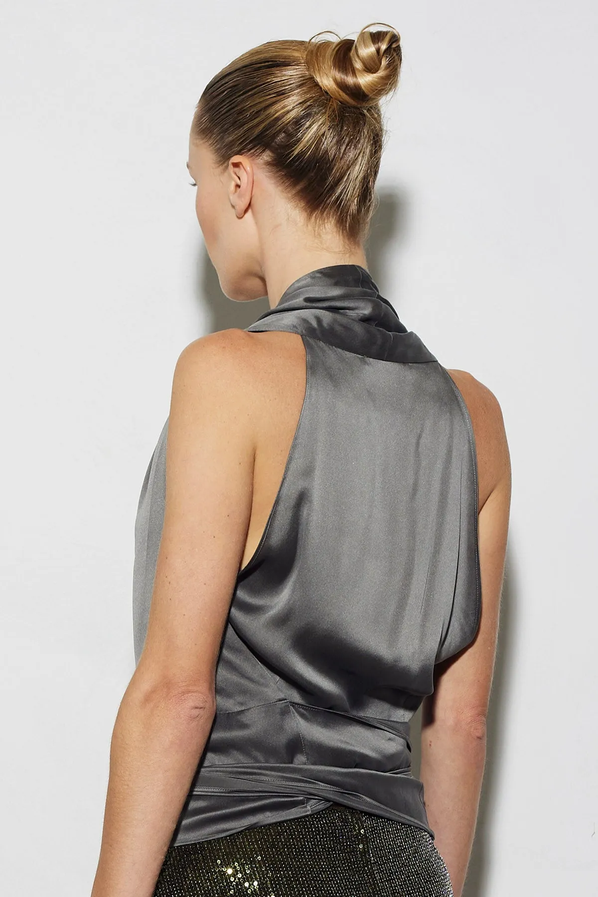 MILAN TOP PEWTER SILK