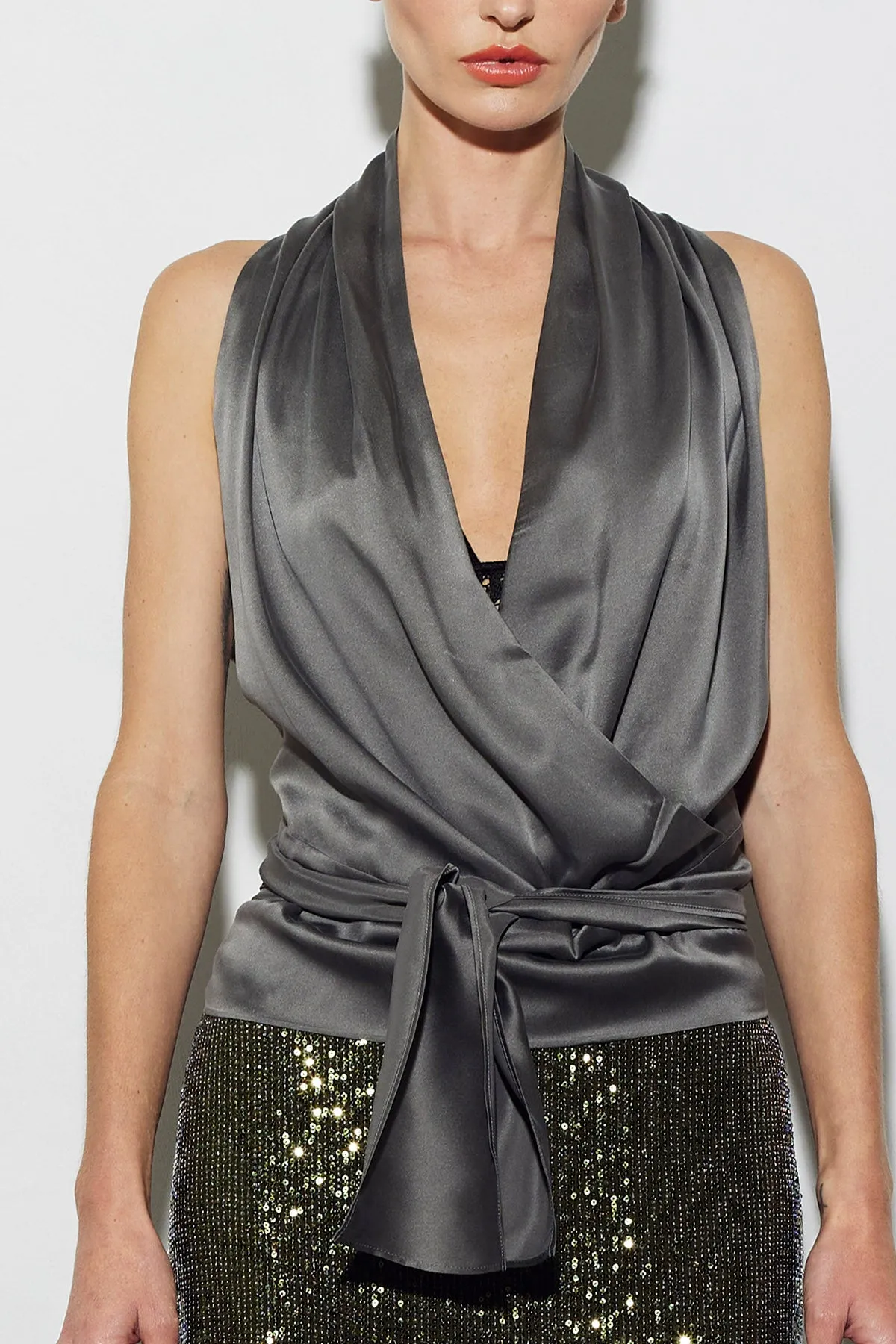 MILAN TOP PEWTER SILK