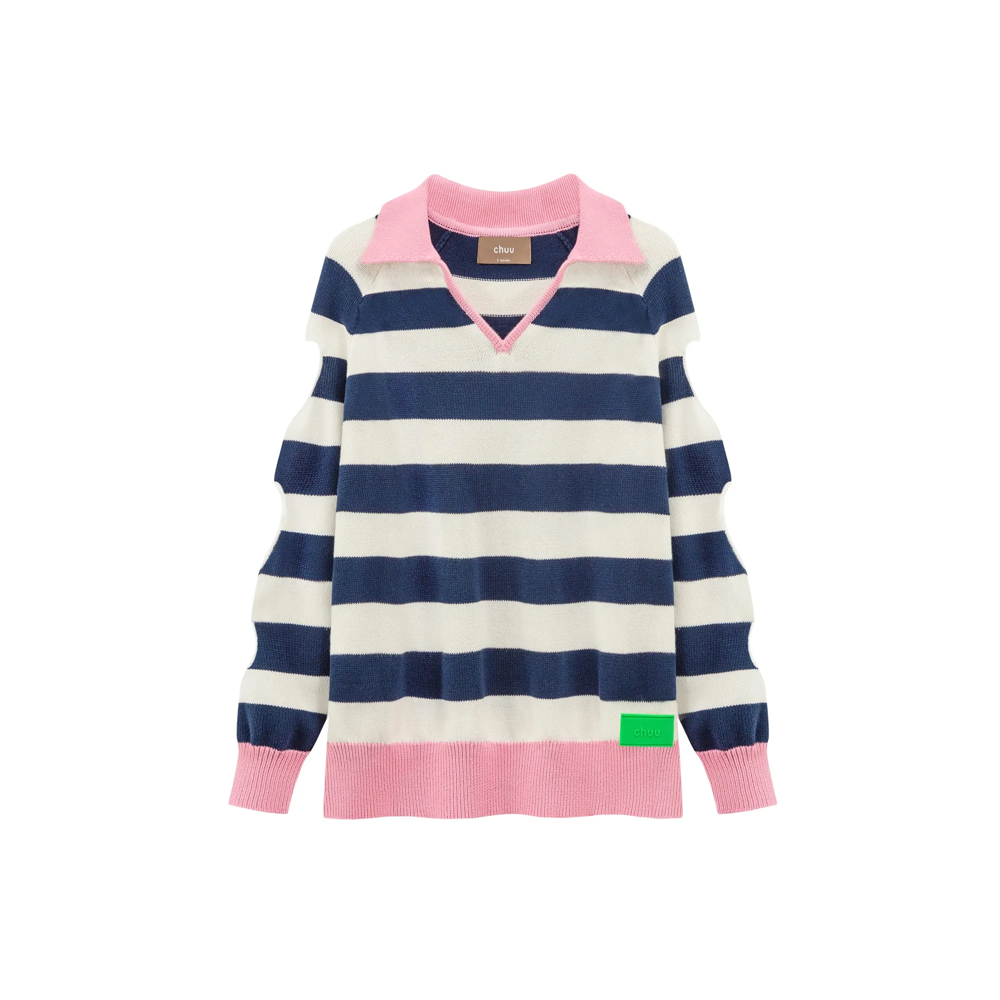 Open Book Loose Fit V-Neck Striped Knit Top