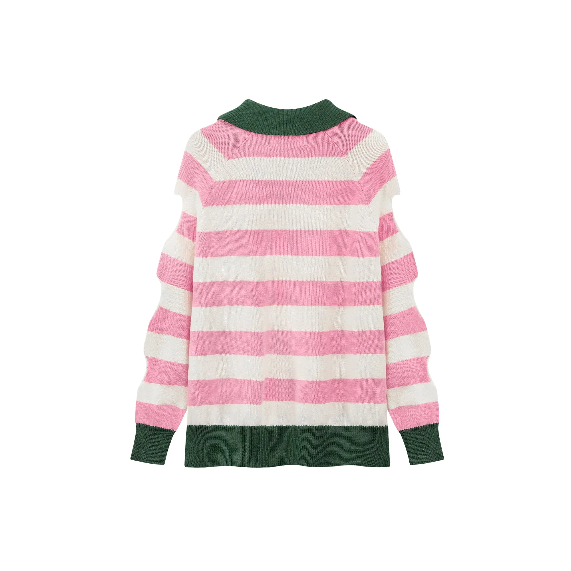 Open Book Loose Fit V-Neck Striped Knit Top