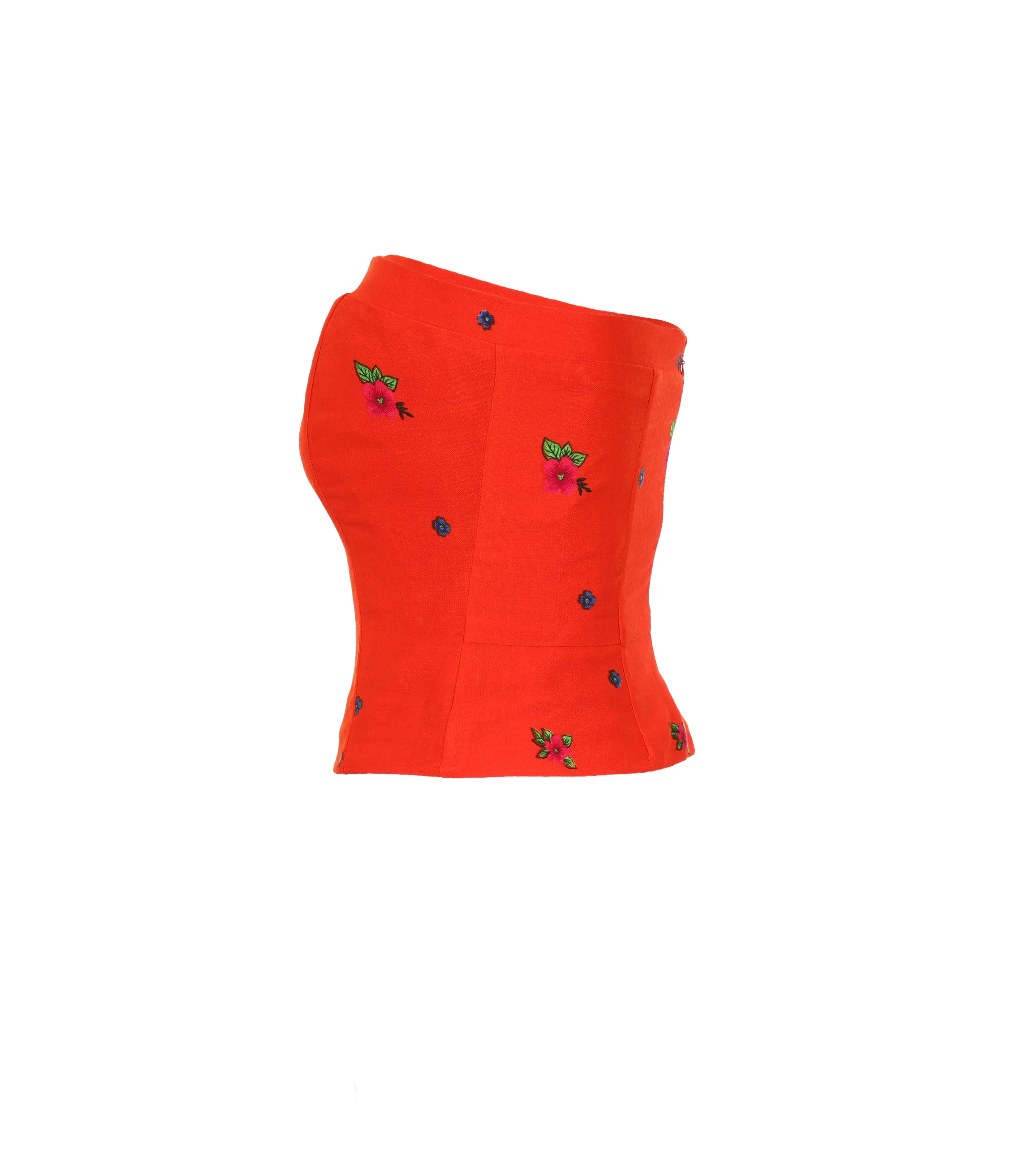 Orange Straight Corset small flower print