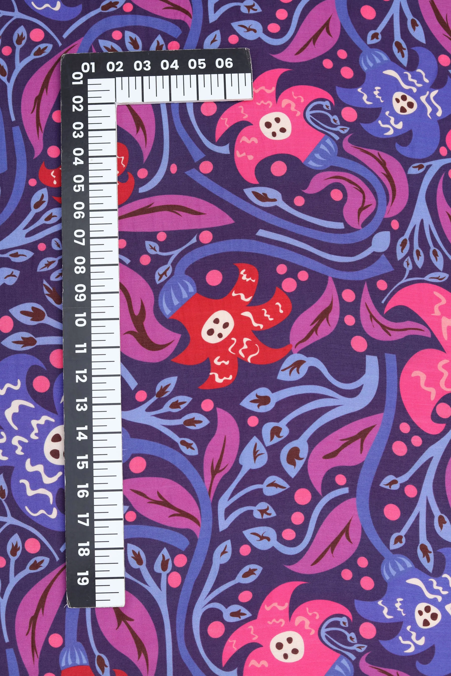 Purple Abstract Printed Natural Muslin Silk Fabric