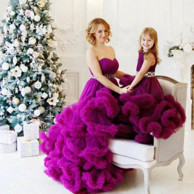 Purple Prom Dresses For Mother And Daughter