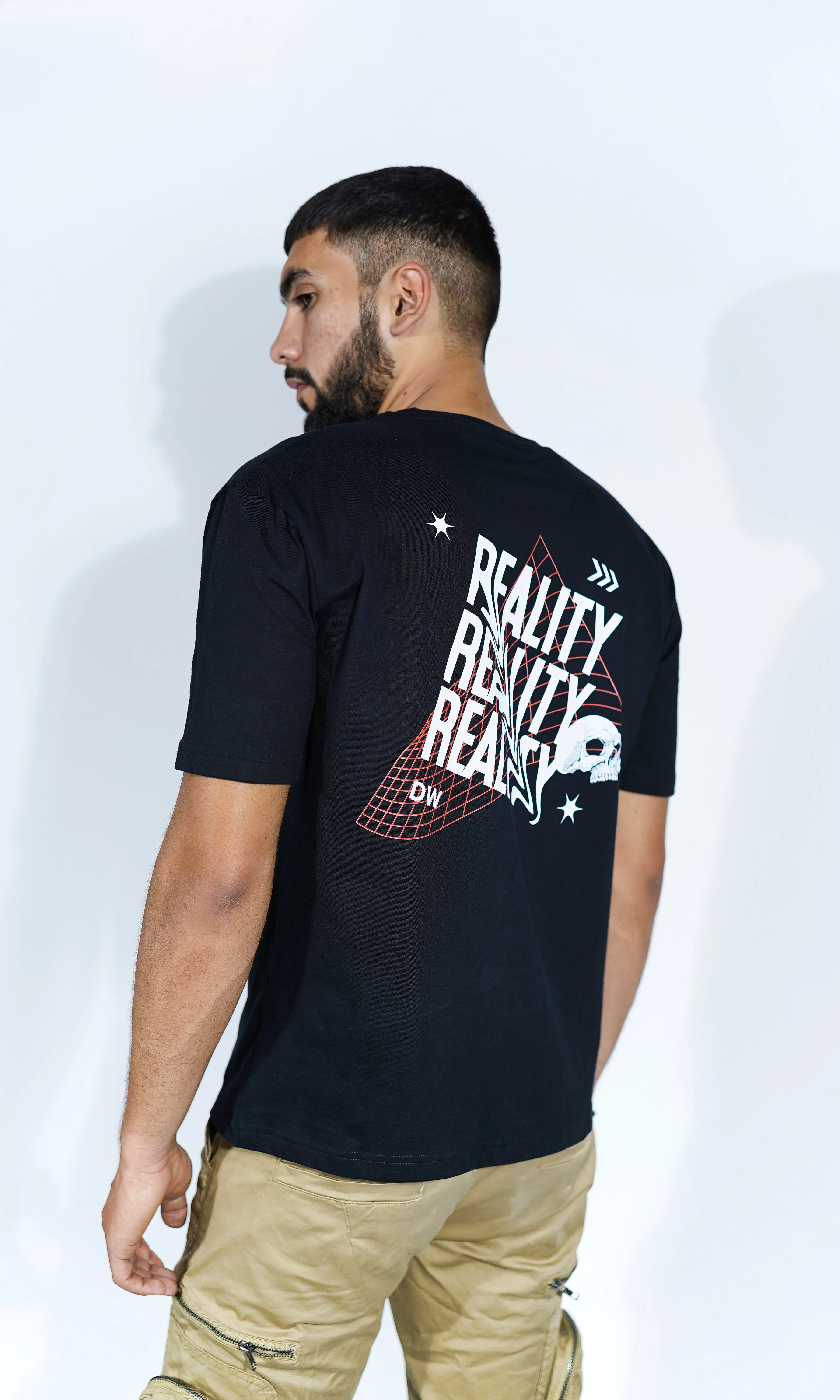 "Reality" Oversized Black T-Shirt By DemonWear for Him