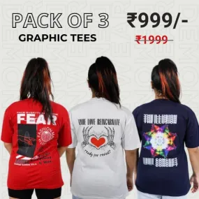 "True Love Incarnate" "Fear" "Concept"  Graphic T-Shirt By DemonWear for Combo Pack Of 3 Her