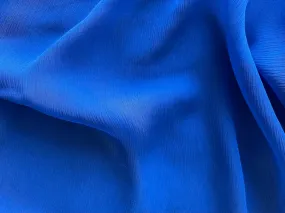 Semi-Sheer Vivacious Royal Blue Crinkled Silk Chiffon