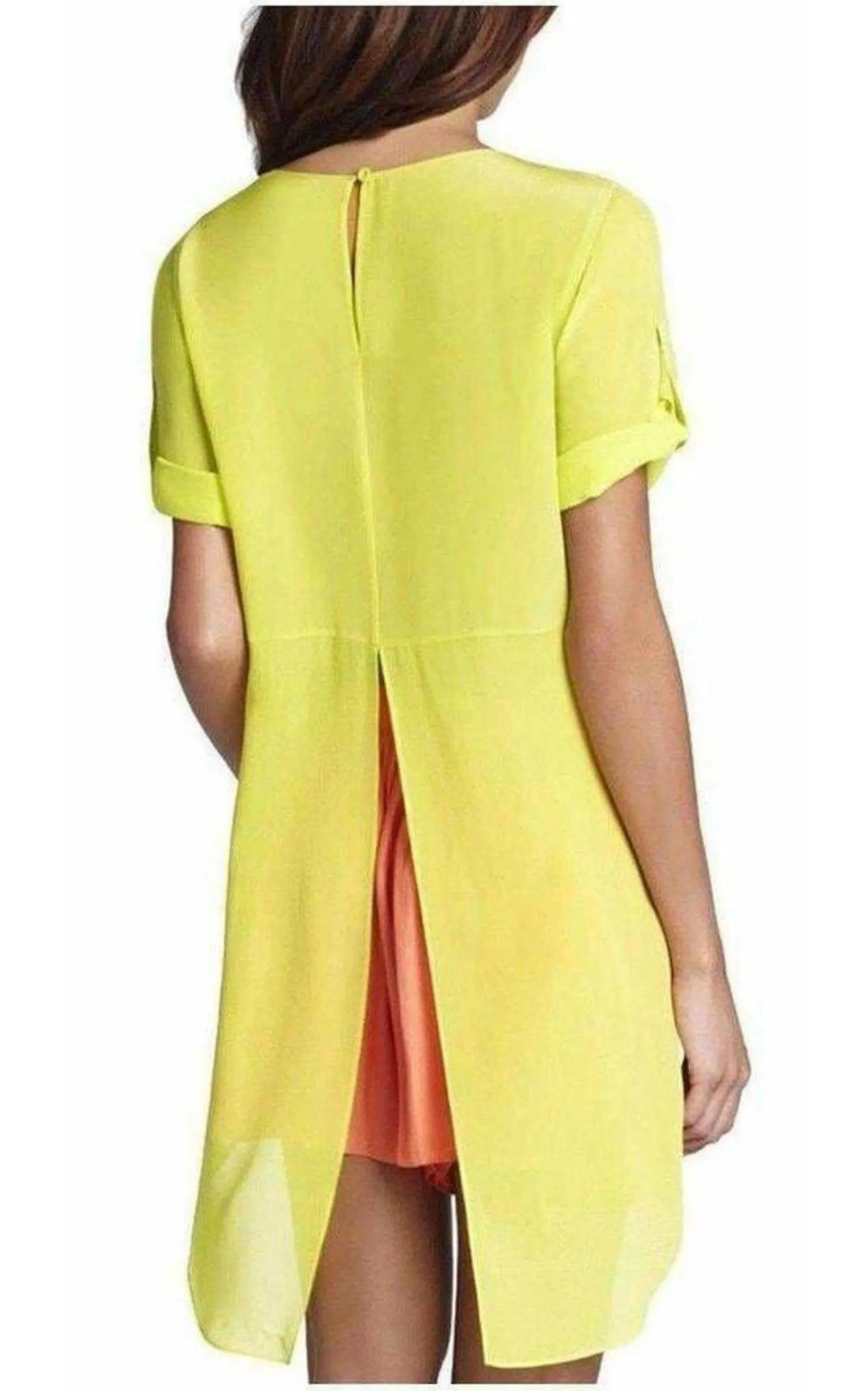 Silk Lemongrass Caterina Split Back Top