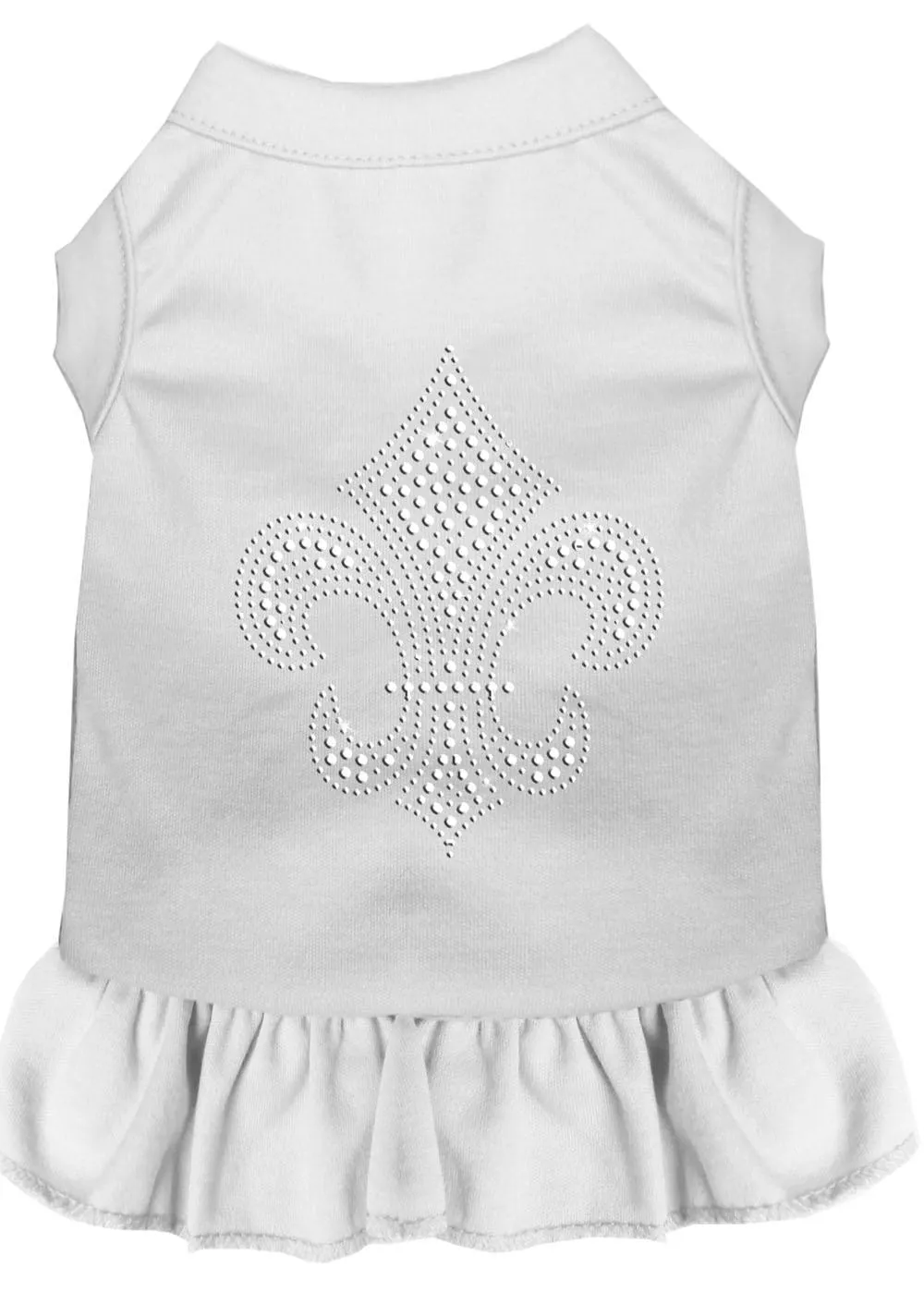 Silver Fleur De Lis Rhinestone Dress White 4x (22)