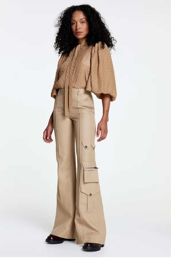 SMYTHE - WIDE LEG CARGO TROUSERS STONE