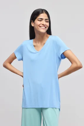 Summer Blue V-Neck Top