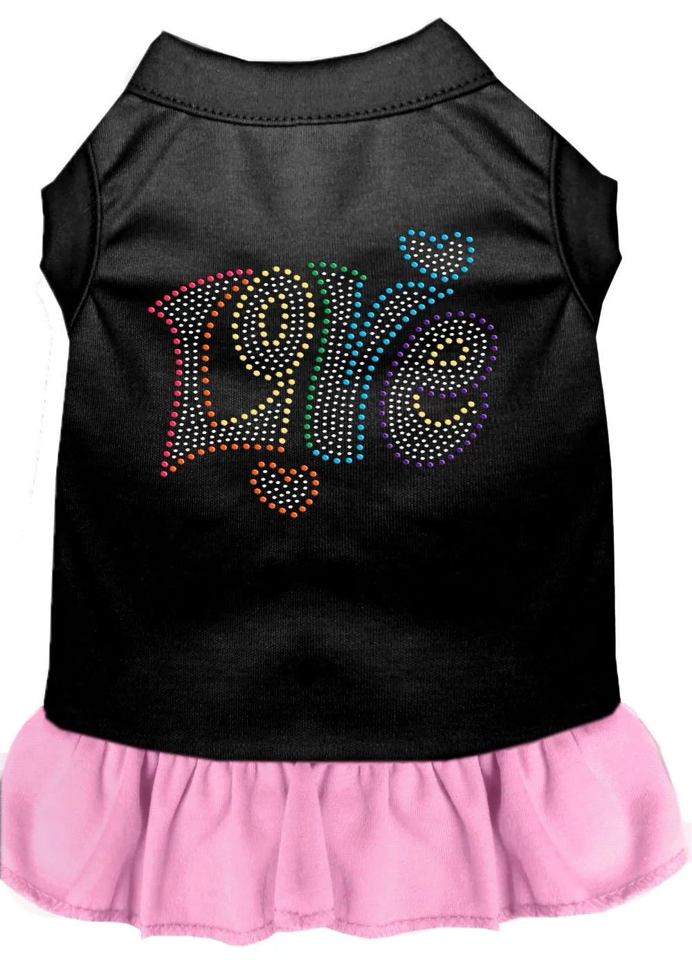 Technicolor Love Rhinestone Pet Dress Black With Light Pink Xs (8)