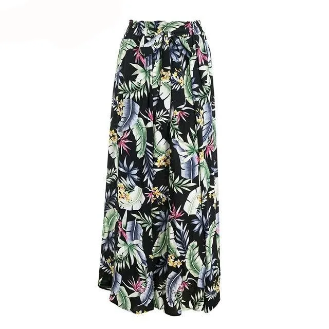 Thigh High Split Vintage Print Skirt