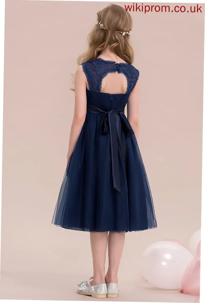 Tulle Renata Junior Bridesmaid Dresses Ruffle With Knee-Length Empire Sweetheart