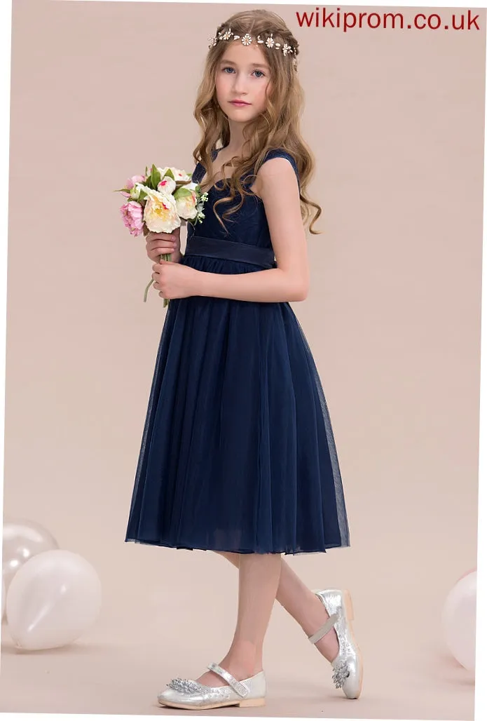 Tulle Renata Junior Bridesmaid Dresses Ruffle With Knee-Length Empire Sweetheart