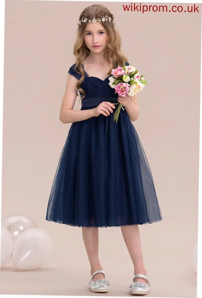 Tulle Renata Junior Bridesmaid Dresses Ruffle With Knee-Length Empire Sweetheart