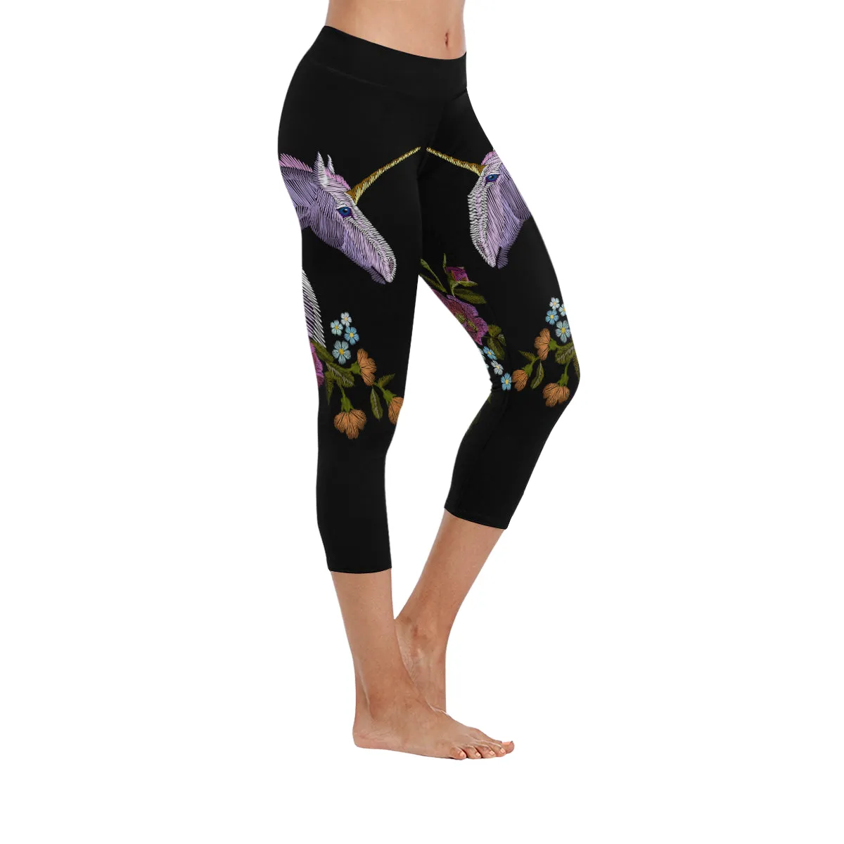 unicorn Women's Low Rise Capri Leggings (Invisible Stitch)