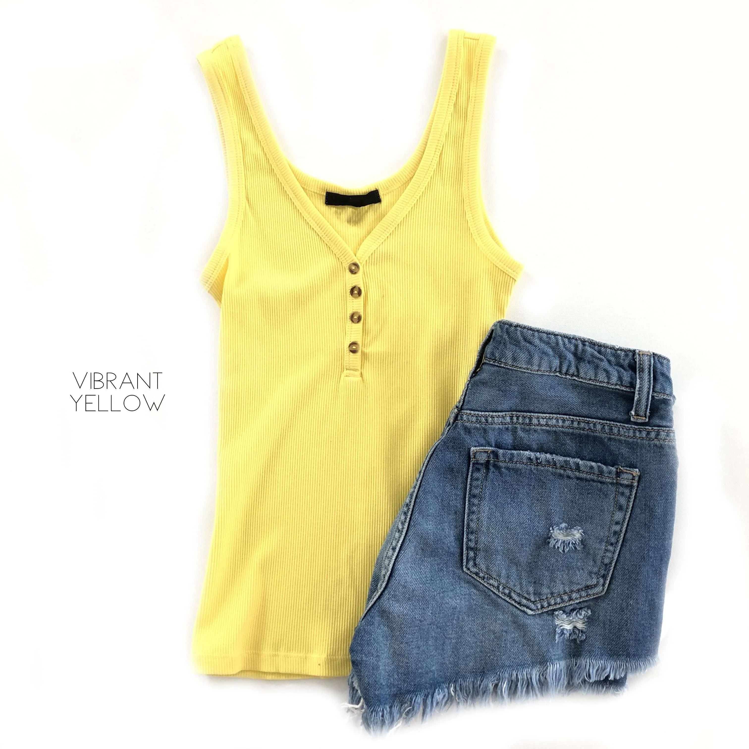 V-Neck Henley Tank | S-L